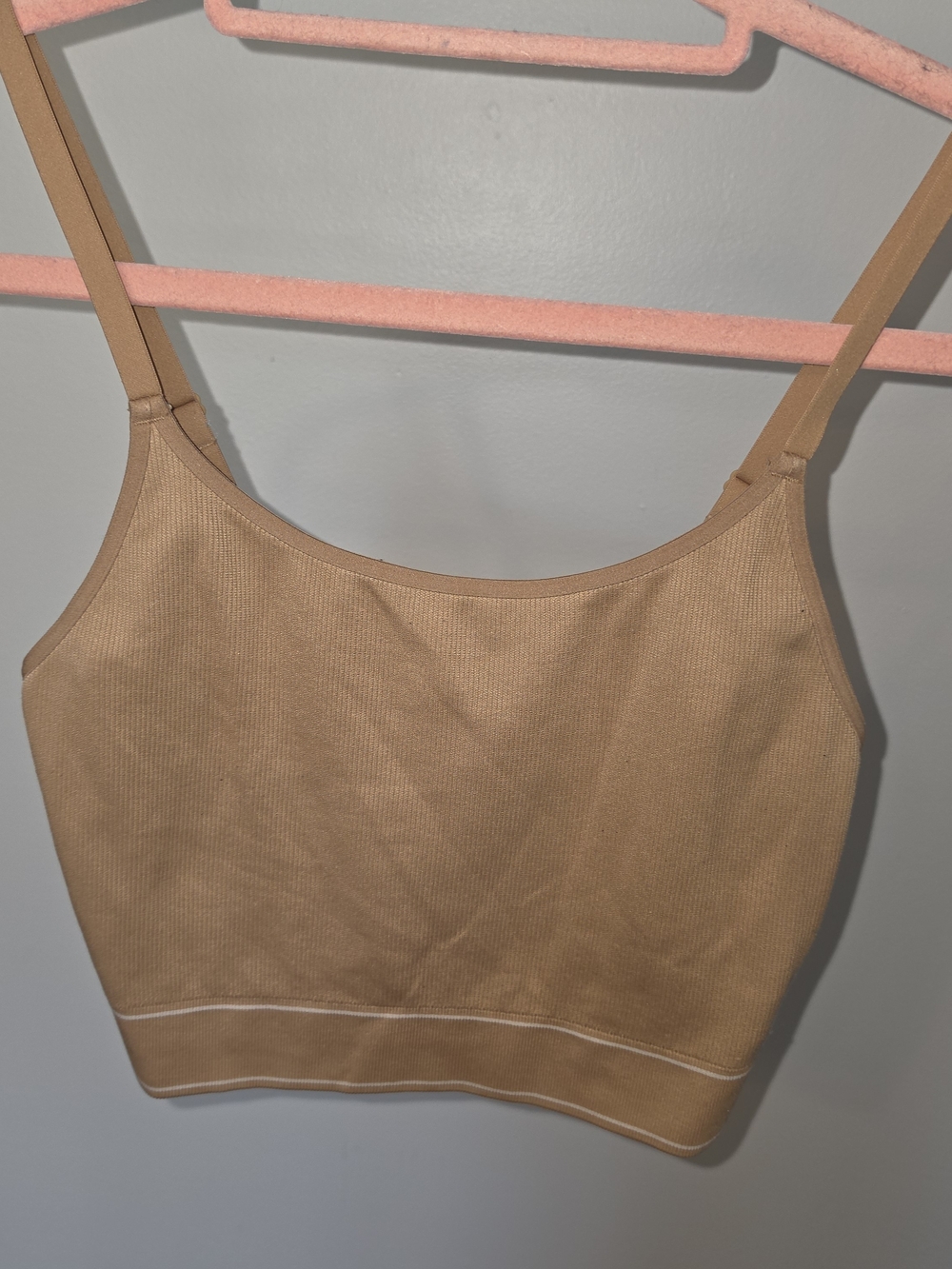 aerie Ribbed Scoop Crop Tank in Tan